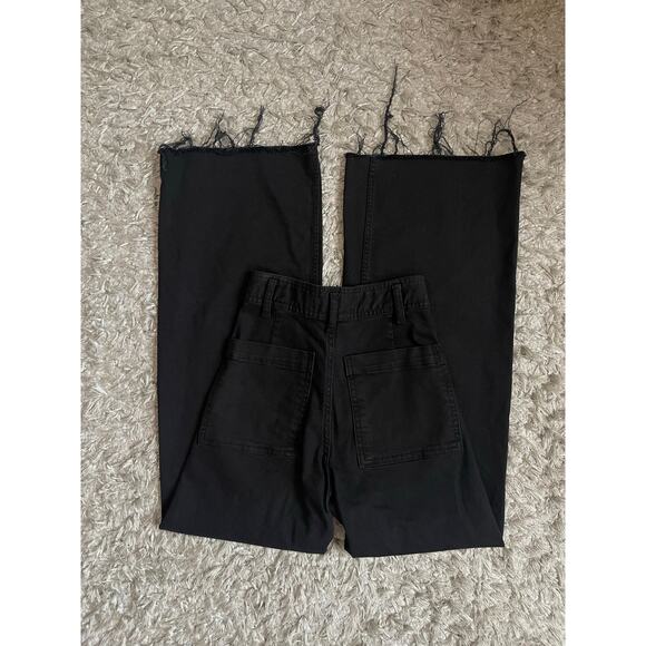 Zara Straight Wide Legs Jeans Baggy Solid Black Size 4 - Picture 3 of 8